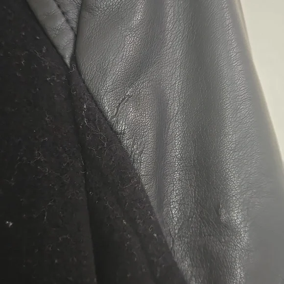 Marc New York Andrew Marc Faux Leather Sleeve Pea Coat - Picture 16 of 16